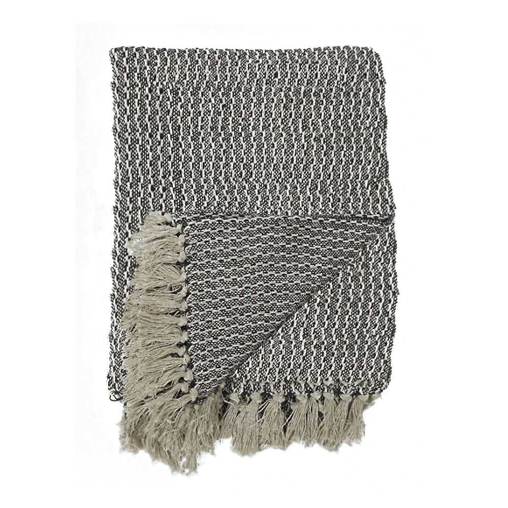 FAI - Couverture Cort, gris foncé, coton blanc, 130x160 cm