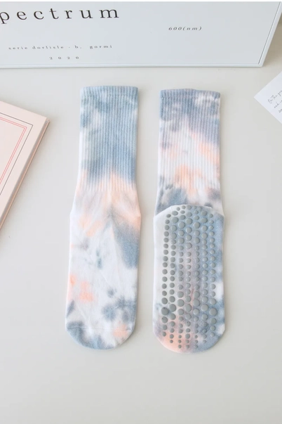 Chaussettes Pilates tie and dye orange pastel