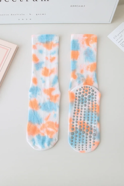 Chaussettes de Pilates tie and die orange fluo