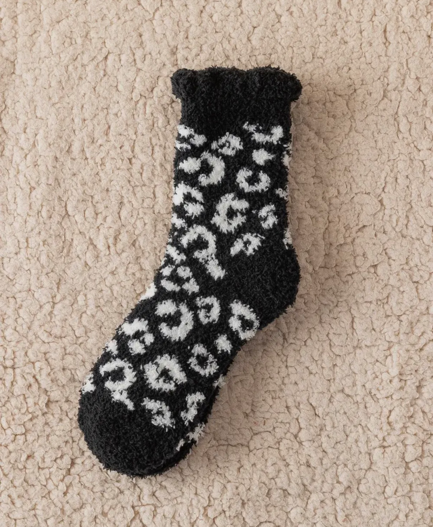 Chaussettes léopard noir et blanc