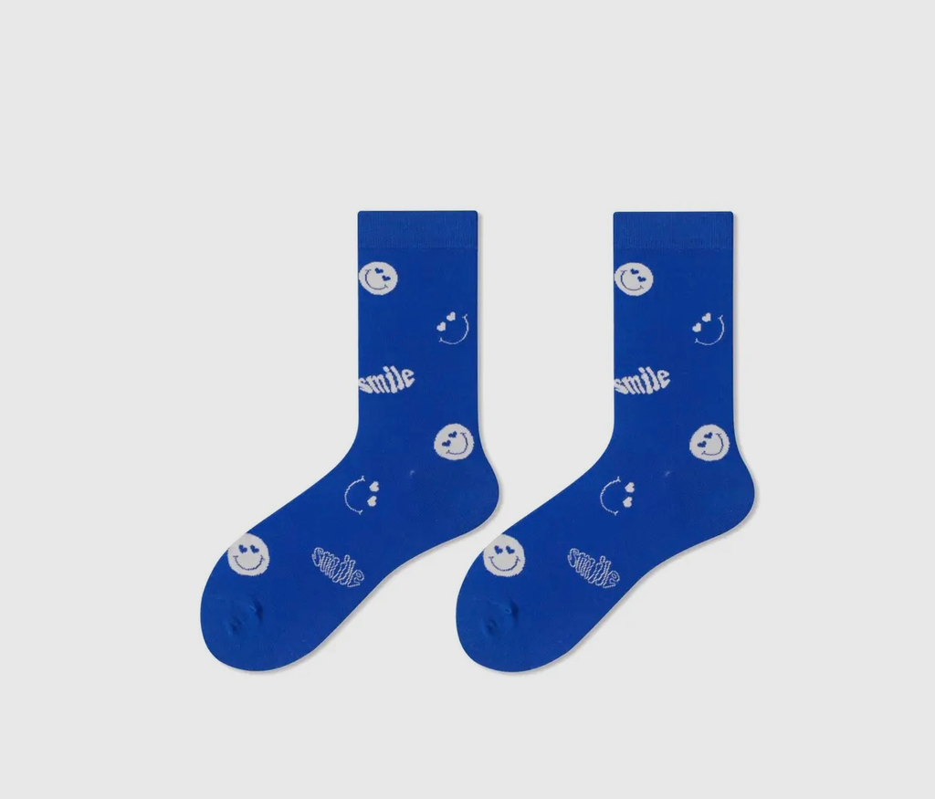 Chaussettes bleues smiley